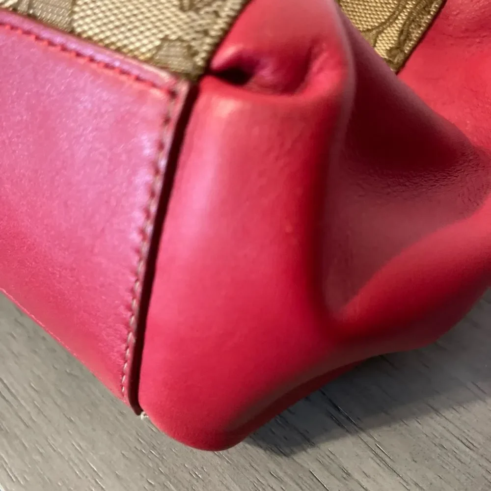 Coach Red and Tan Shoulder Bag with Signature Monogram